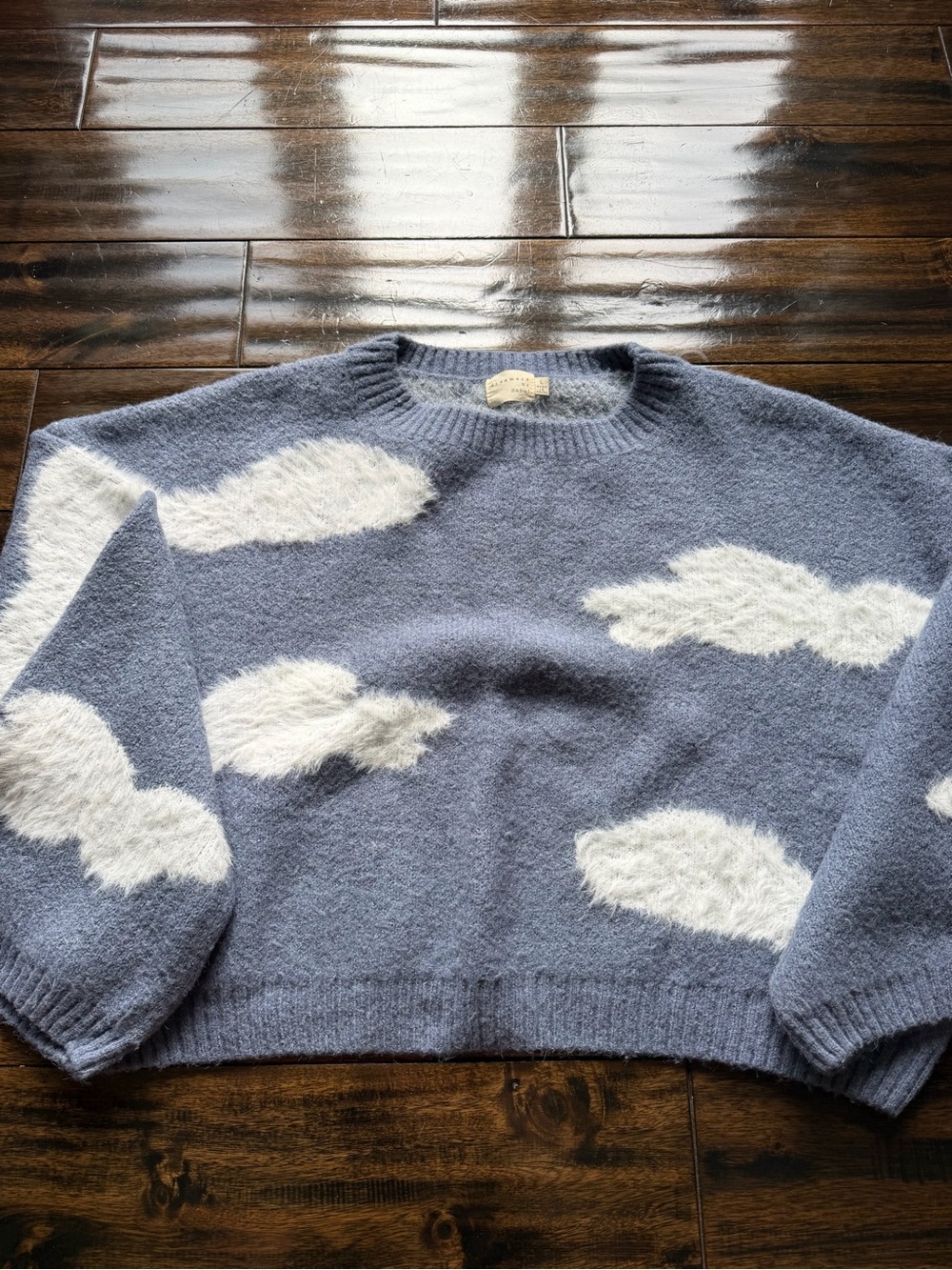 Light Blue Cloud Crewneck Sweater - Picture 2 of 4